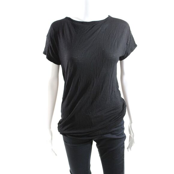 T Alexander Wang Womens Striped Print Short Sleeve T-Shirt Dress Black Size S - Picture 1 of 6